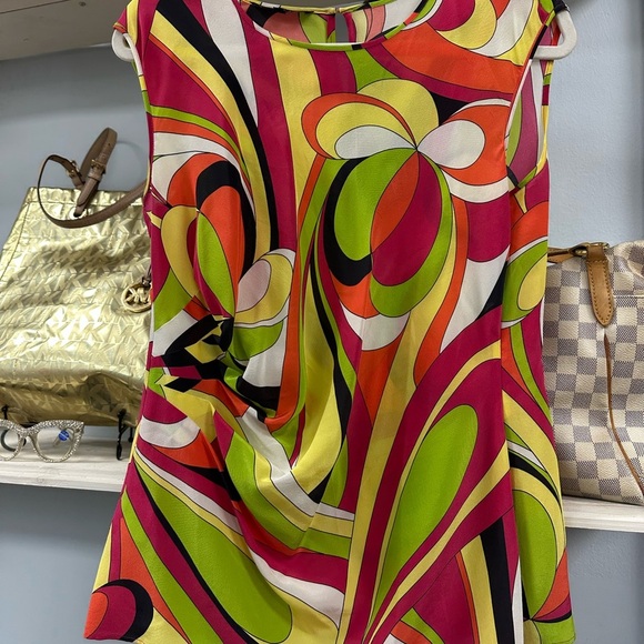 Lafayette 148 Silk Printed Cap Sleeve Tunic Top Size 4 - Picture 4 of 6